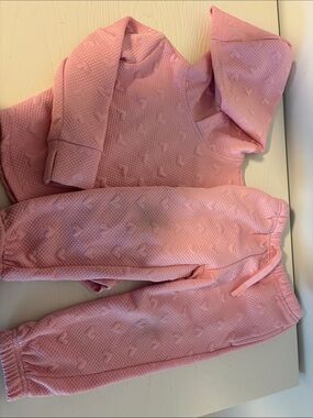 Andy & Evan Pink Heart Textured Kids Matching Set